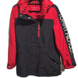 Tommy Hilfiger Jacket Men’s Large Coat Snow Hooded Full Zip Water Resistant